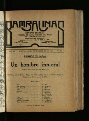 Un hombre inmoral : pieza en dos actos breves
