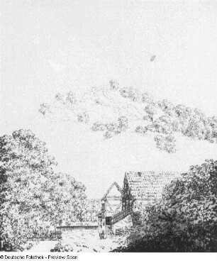Bauernhäuser mit Berghang