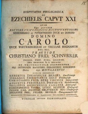 Disp. philol. ad Ezechielis cap. XXI