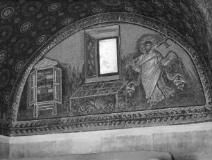 Mosaikdekoration — Südlünette: der heilige Laurentius und Evangelienschrank