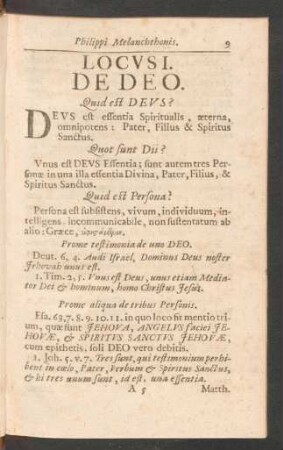 Locus I. De Deo.