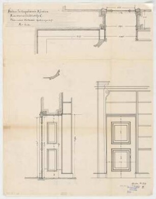 Thiersch, Friedrich von; München; Justizpalast - Tür in der Ministerialbibliothek (Ansichten, Schnitt)
