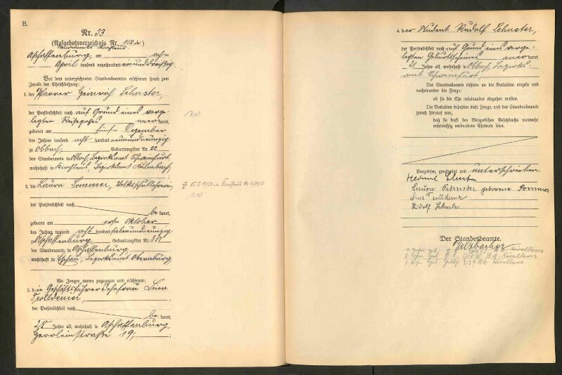 Standesamtsbuch der Stadt Aschaffenburg: Eheschließungen 252/1930 - 130/1931