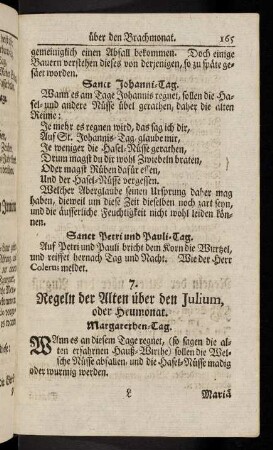 165-175, 7. Regeln der Alten ueber den Julium, oder Heumonat. - 12. Regeln der Alten ueber den December.