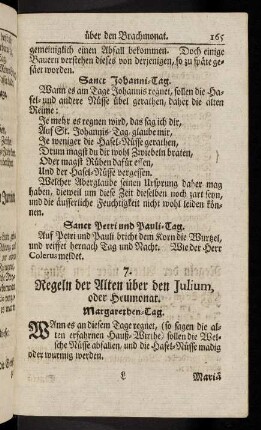 165-175, 7. Regeln der Alten ueber den Julium, oder Heumonat. - 12. Regeln der Alten ueber den December.