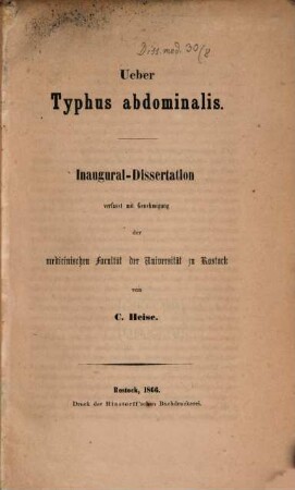 Ueber Typhus abdominalis : Inaug.-Diss.