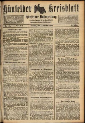 Erste Ausgabe vom Dienstag, den 02. November 1926.