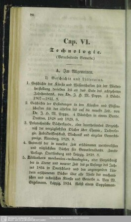 Cap. VI. Technologie (Vorarbeitende Gewerbe)