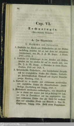 Cap. VI. Technologie (Vorarbeitende Gewerbe)