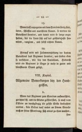 22 VIII. Allgemeine Bemerkungen bey den Handgriffen