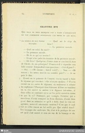 Chapitre XVI. Que nous ne nous exercons pas a faire l'application de nos jugements concernant les biens et les maux