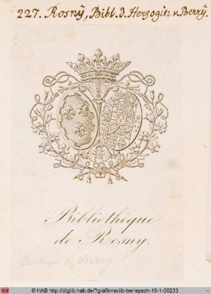 Exlibris der Bibliothek der Herzogin von Berry zu Rosny