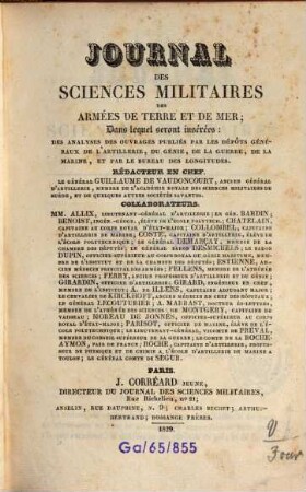 Journal des sciences militaires des armées de terre et de la mer. 15. 1829