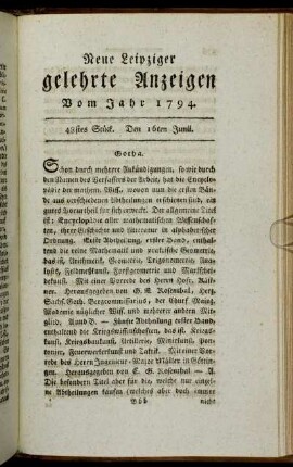 48stes Stück. Den 16ten Junii.