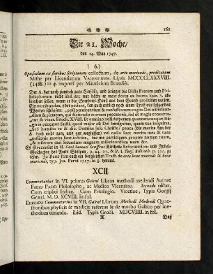 161-168, Die 21te Woche (XCI - XCVII)