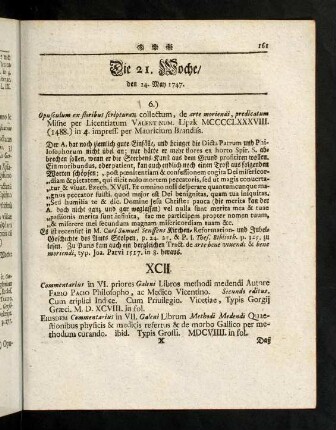 161-168, Die 21te Woche (XCI - XCVII)