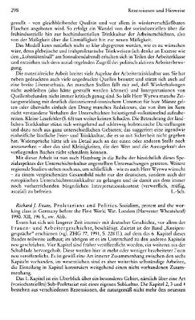 Evans, Richard J. :: Proletarians and politics, socialism, protest and the working class in Germany before the First World War : London, Harvester Wheatsheaf, 1990