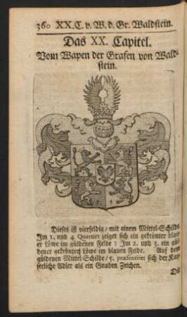 Das XX. Capitel. Vom Wapen der Grafen zu Waldstein
