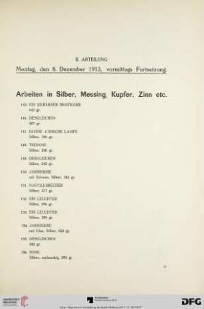 Montag, Vormittags Fortsetzung (Nr. 145-165)