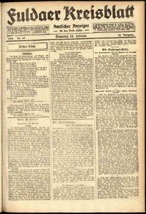 Erste Ausgabe vom Samstag, den 28. Februar 1920.