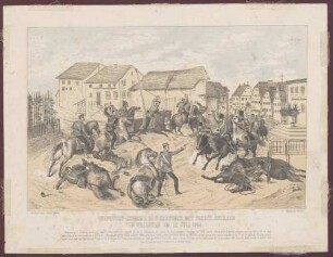 "Vorposten-Gefecht Bad. Dragoner mit Preuss. Husaren in Walldürn am 23. Juli 1866."
