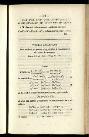 Théorie analytique.