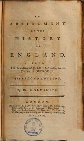 An abridgement of the history of England : from the invasion of Julis Caesar, to the death of George II.