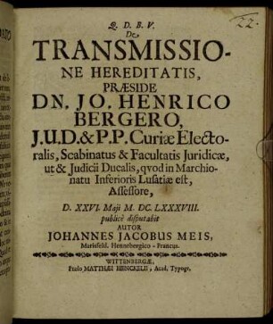 De Transmissione Hereditatis