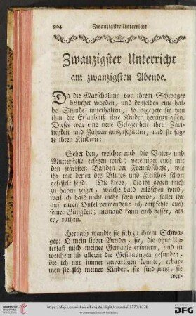 Zwanzigster Unterricht am zwanzigsten Abende