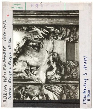 François Auguste René Rodin: Höllenpforte, Detail: rechter Flügel unten