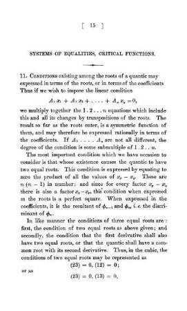 Systems Of Equalities, Critical Functions.