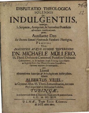 Disp. theol. sol. de indulgentiis