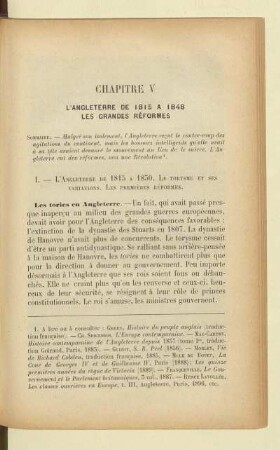 Chapitre V L'Angleterre de 1815 à 1848 Les grandes réformes