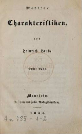 Bd. 1: Moderne Charakteristiken