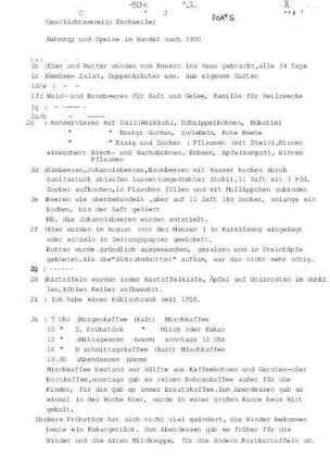 Fragebogenantworten zu Ernährungsgewohnheiten