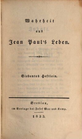 Wahrheit aus Jean Paul's Leben, 7