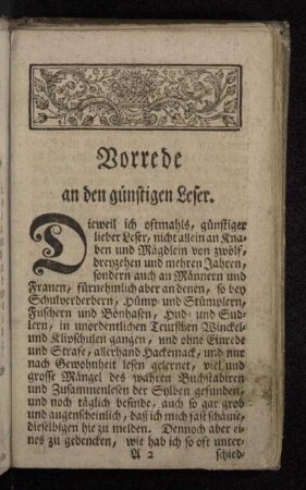 Vorrede an den günstigen Leser.