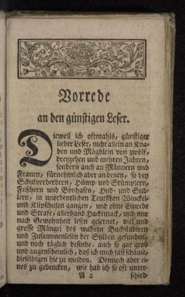 Vorrede an den günstigen Leser.