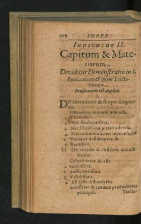 Indiculus II. Capitum & Materiarum.