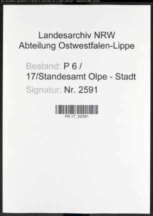 Sterberegister Standesamt Olpe-Stadt