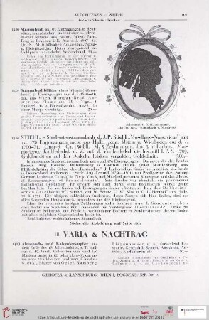 III. Varia & Nachtrag (Nr. 1409 - 1446)