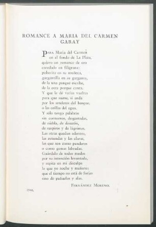 Romance a María del Carmen Garay