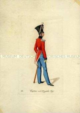 Uniformdarstellung, Kapitän des 3. Jütischen Infanterie-Regiments, Dänemark, 1815/1830.