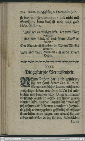XXXI. Die gestürtzte Vermessenheit