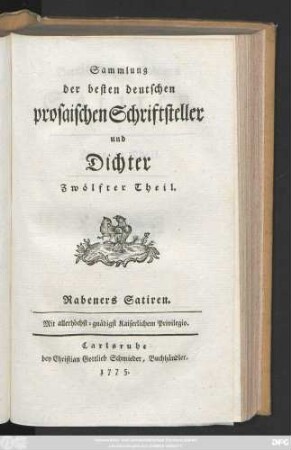 Theil 2: Gottlieb Wilhelm Rabeners Satiren