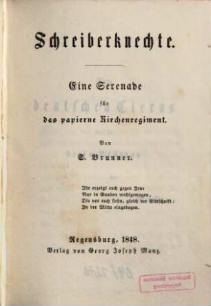 Schreiberknechte : eine Serenade für das papierne Kirchenregiment