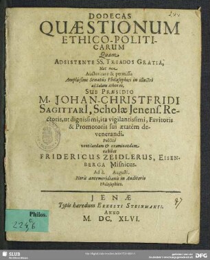 Dodecas Quaestionum Ethico-Politicarum