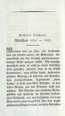 Sechster Abschnitt Warschau 1804 - 1807