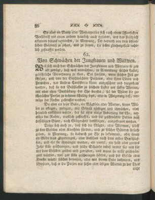 62. Von Schwächen der Jungfrauen und Wittwen.