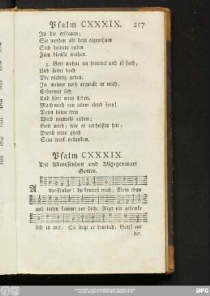 Psalm CXXXIX. Die Allwissenheit und Allgegenwart Gottes.